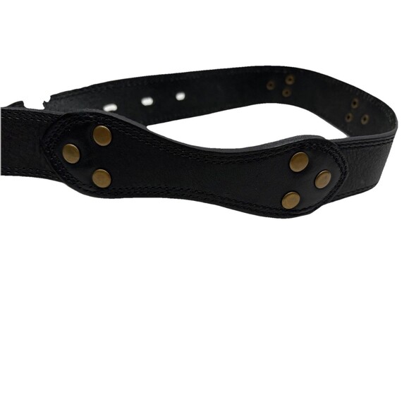 Banana Republic 1.25”W Black Leather Belt Antiqued Brass Buckle Sz Med 40” Long - Picture 5 of 8